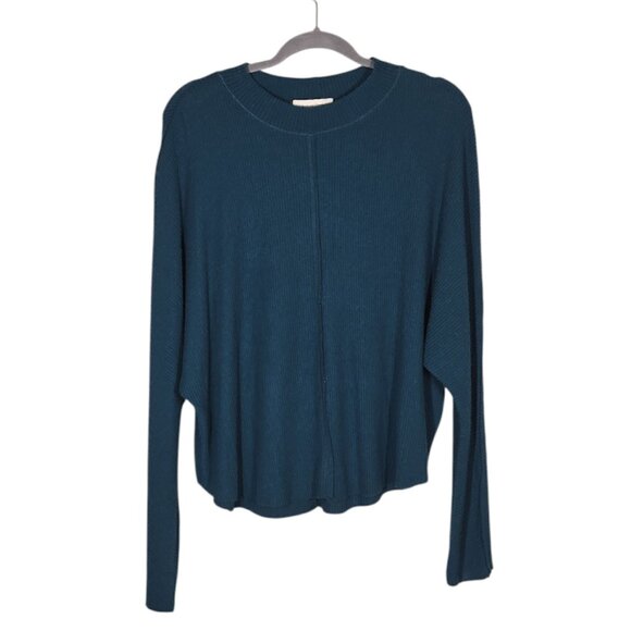 TREASURE & BOND WOMEN' teal ribbed knit pullover top Size Large  NWOT - Picture 7 of 9